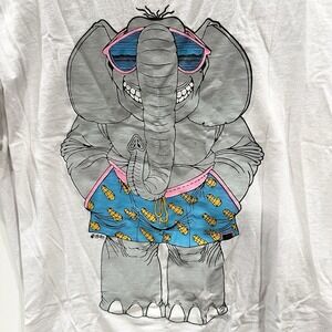 Vintage Jerzees 87 Beach Elephant Graphic Tee Large Gray Crew Neck SS 80's *flaw